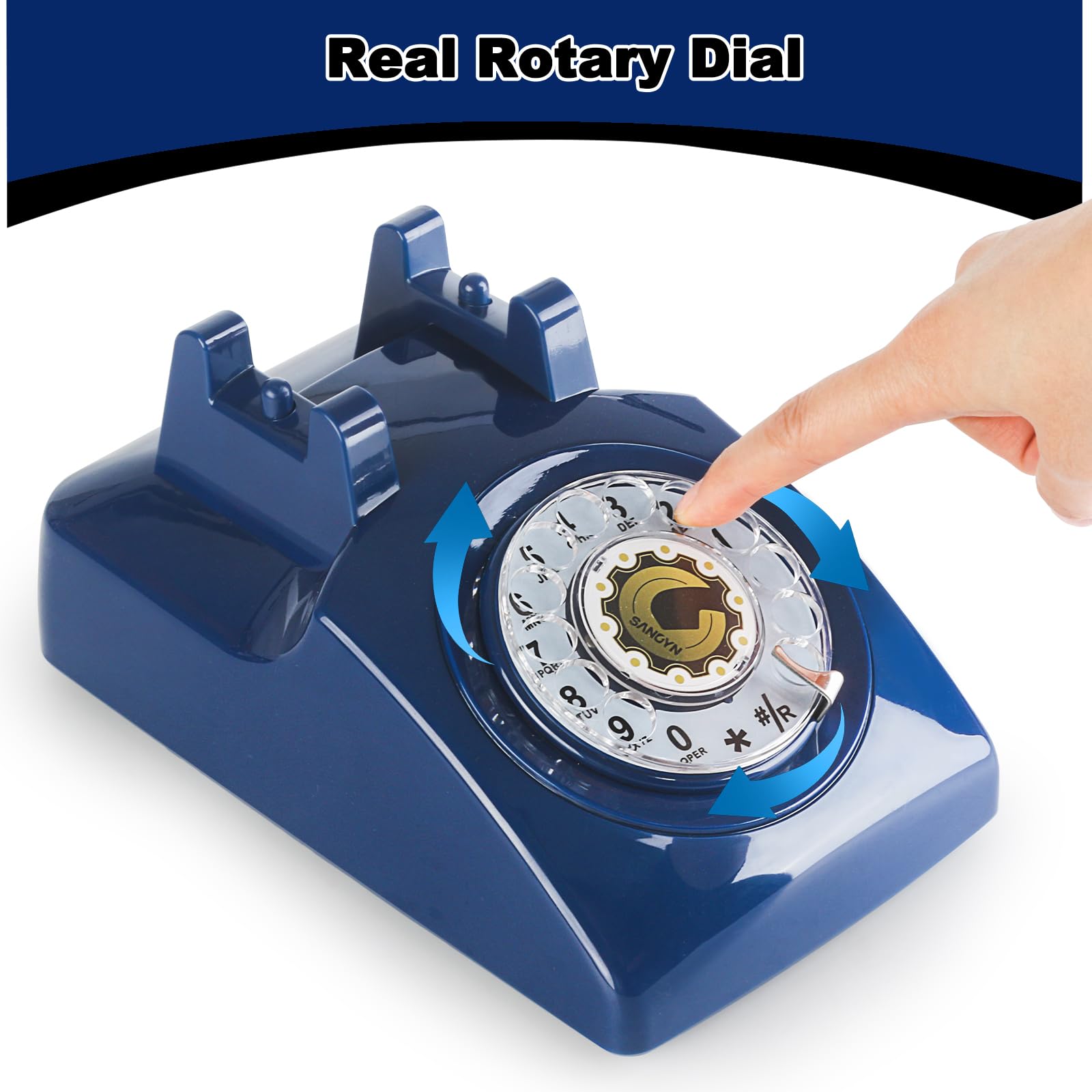 Sangyn Rotary Landline Phones 1960S Old Style Retro Corded Telephone With Mechanical Ringer For Home Office Desk